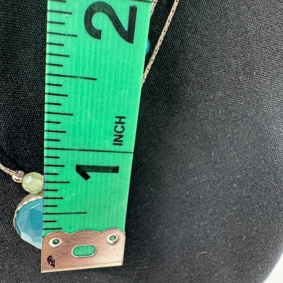 Sterling Silver Multi-Strand Aqua Chalcedony Ocean Blue Necklace 925 Israel - Picture 14 of 15